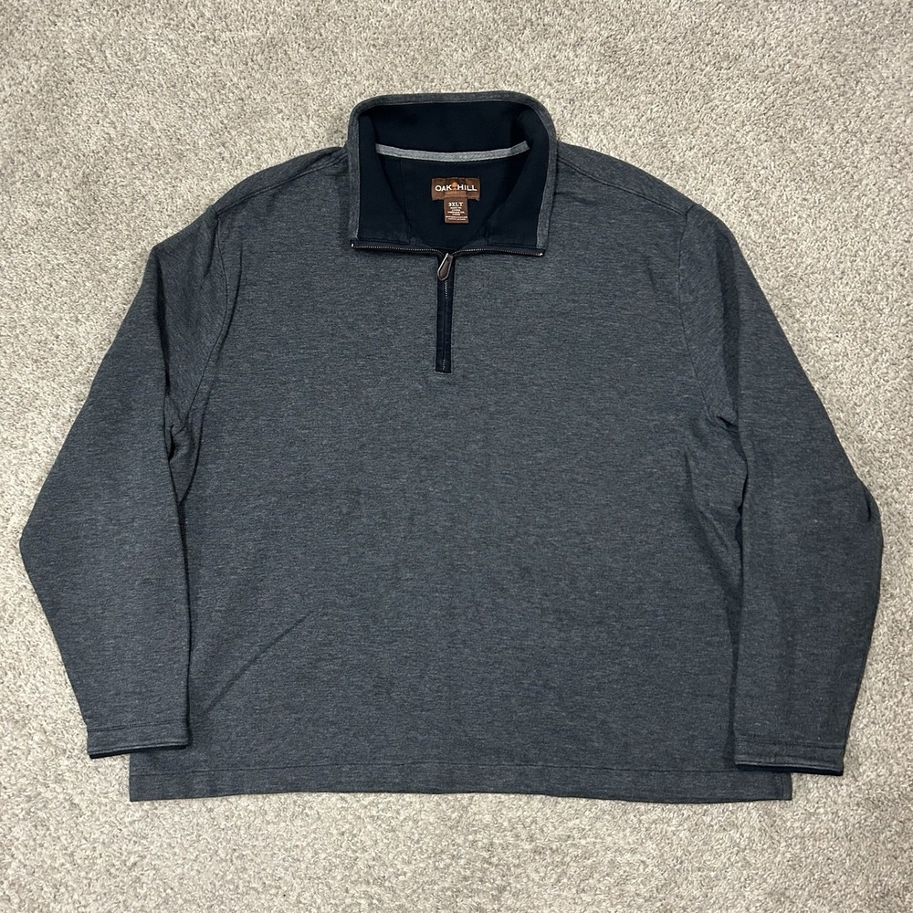 Oak Hill Quarter Zip Sweater Mens 4XLT Tall Gray 1/4 Mock Neck Pullover